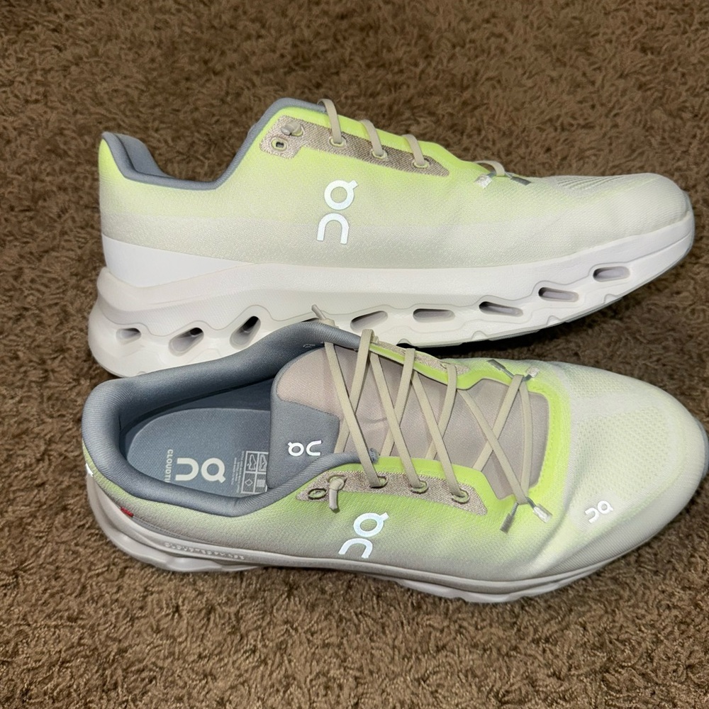 On Running Shoes in Gray and Neon Green